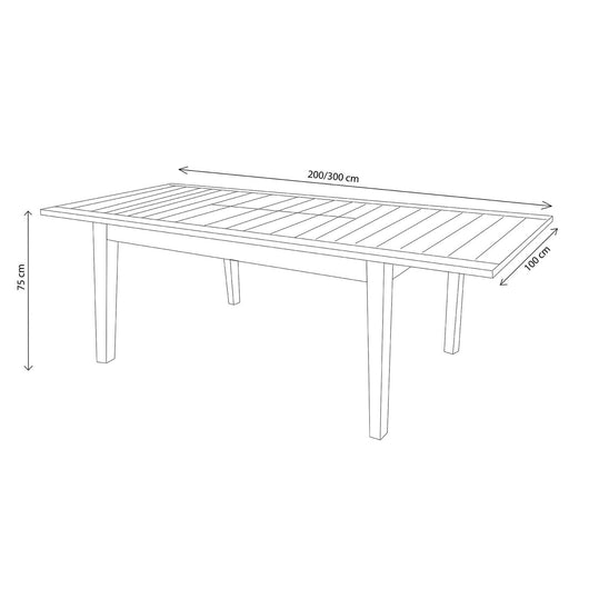 Tavolo da Giardino in Teak Allungabile cm 220/300x100 - POLDIE