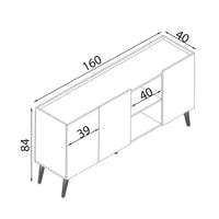 Madia di design con 3 ante in Legno Composito cm 160x41x89 - THOMAS