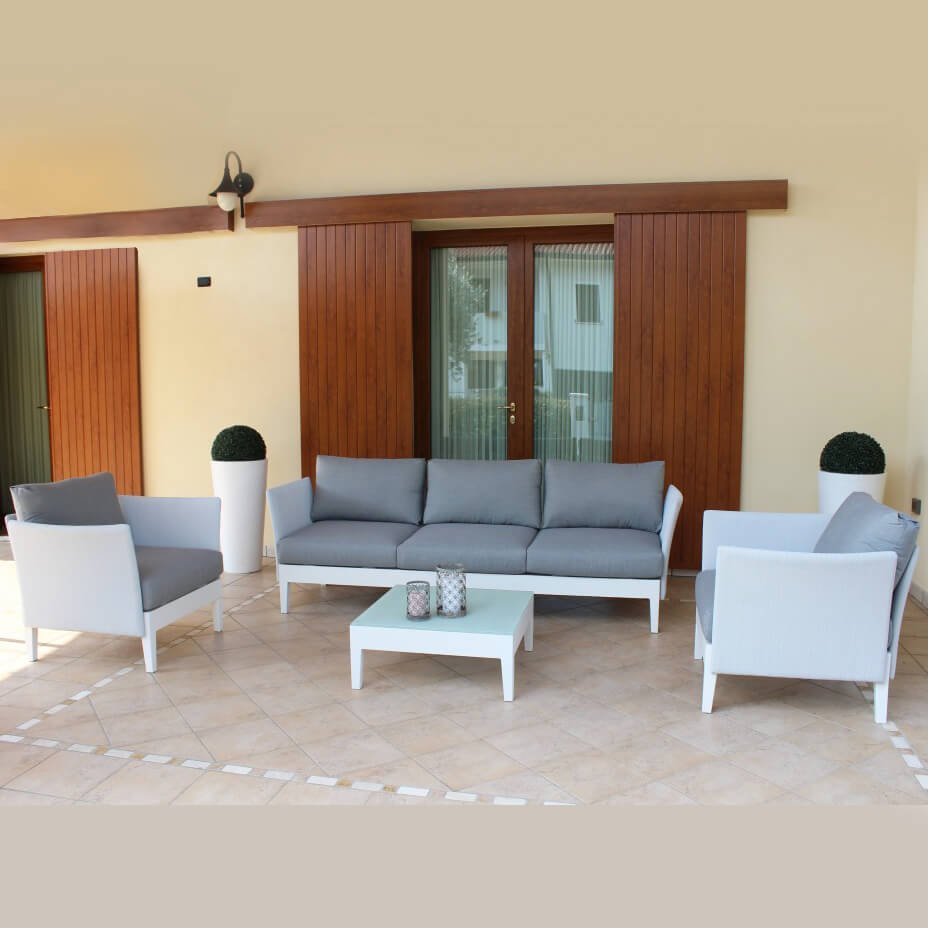 Salotto da Giardino con cuscini 5 posti in Alluminio Textilene - LOVEL