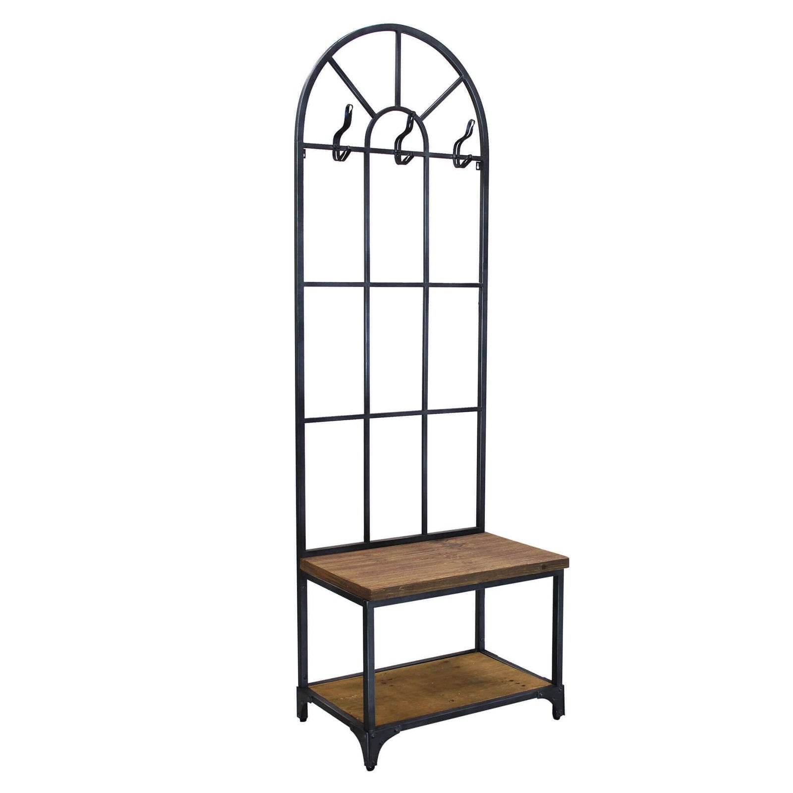 Appendiabiti con panca in Acciaio Legno cm 63 5x41x191 - ERLE