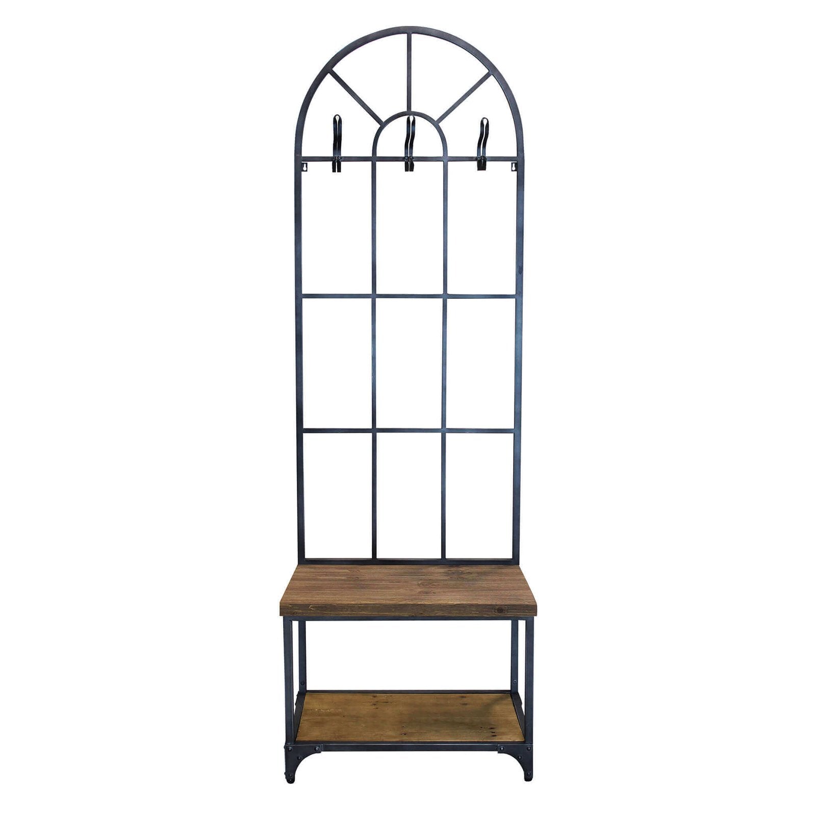 Appendiabiti con panca in Acciaio Legno cm 63 5x41x191 - ERLE