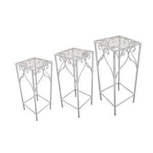 Set di 3 fioriere in stile provenzale in Acciaio cm 30x30x72 - VIRGIL