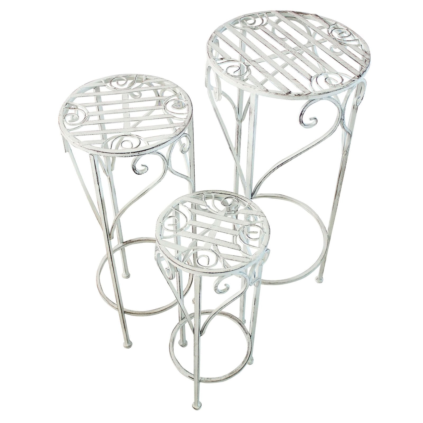 Set di 3 fioriere in stile provenzale in Acciaio cm 37x37x72 - DRISCOLL