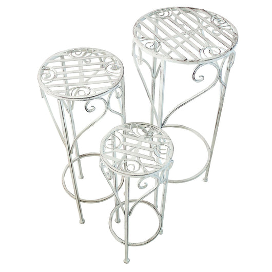 Set di 3 fioriere in stile provenzale in Acciaio cm 37x37x72 - DRISCOLL