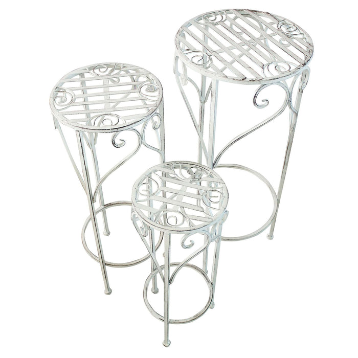 Set di 3 fioriere in stile provenzale in Acciaio cm 37x37x72 - DRISCOLL