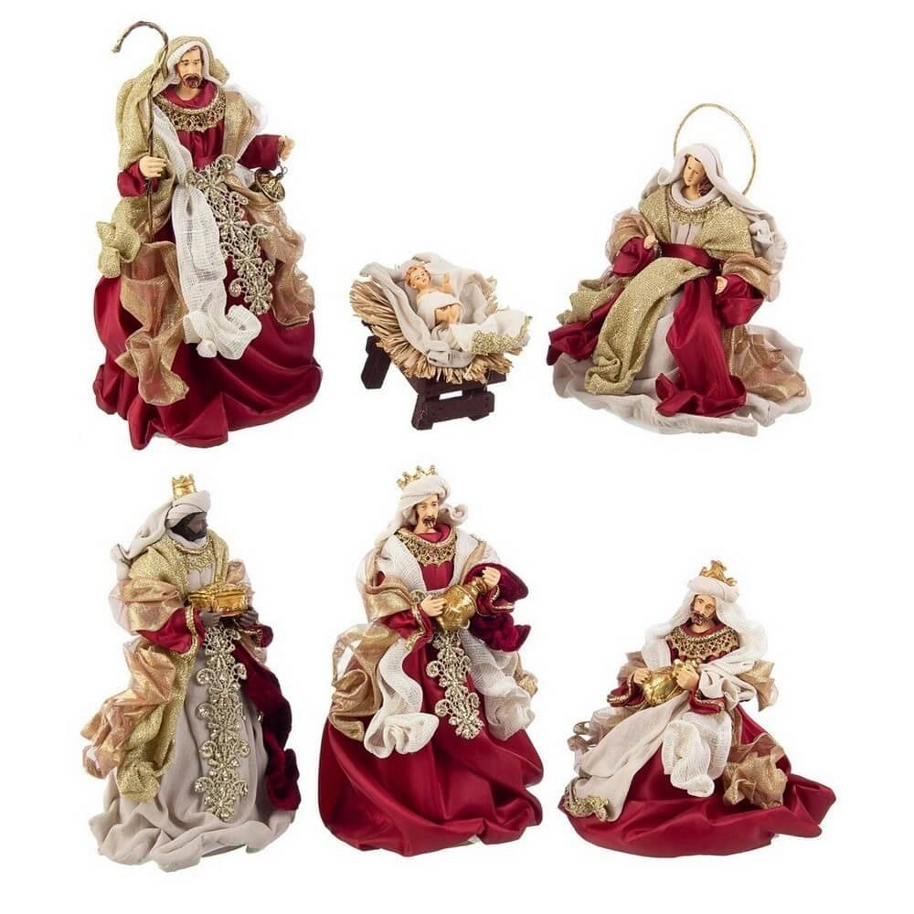 Natività 6 figure Fastosa bordeaux small