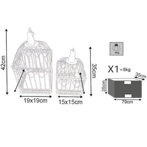 Set di 2 gabbie rettangolari in Acciaio cm 18 5x19x42 - HUBERT