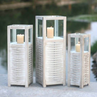 Set di 3 lanterne in Acciaio Vetro cm 18x18x51 - OBERON