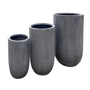 Set di 3 vasi in Fibra di argilla cm 44x44x79 - NINE