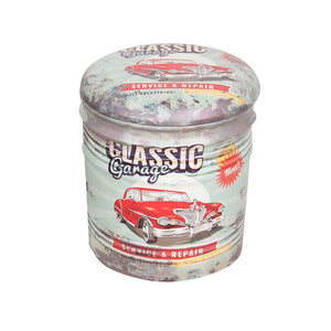 Set di 2 pouf contenitore Rotondo poggiapiedi in MDF PVC cm 30x30x38 - LENNY