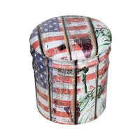 Set di 2 pouf contenitore Rotondo poggiapiedi in MDF PVC cm 30x30x38 - LENNY