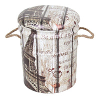 Set di 2 pouf contenitore Rotondo poggiapiedi in MDF PVC cm 30x30x38 - LENNY