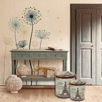 Set di 2 pouf contenitore Rotondo poggiapiedi in MDF PVC cm 30x30x37 - BUCH