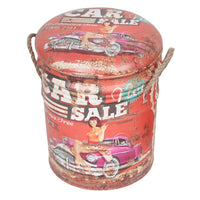 Set di 2 pouf contenitore Rotondo poggiapiedi in MDF PVC cm 30x30x38 - LENNY