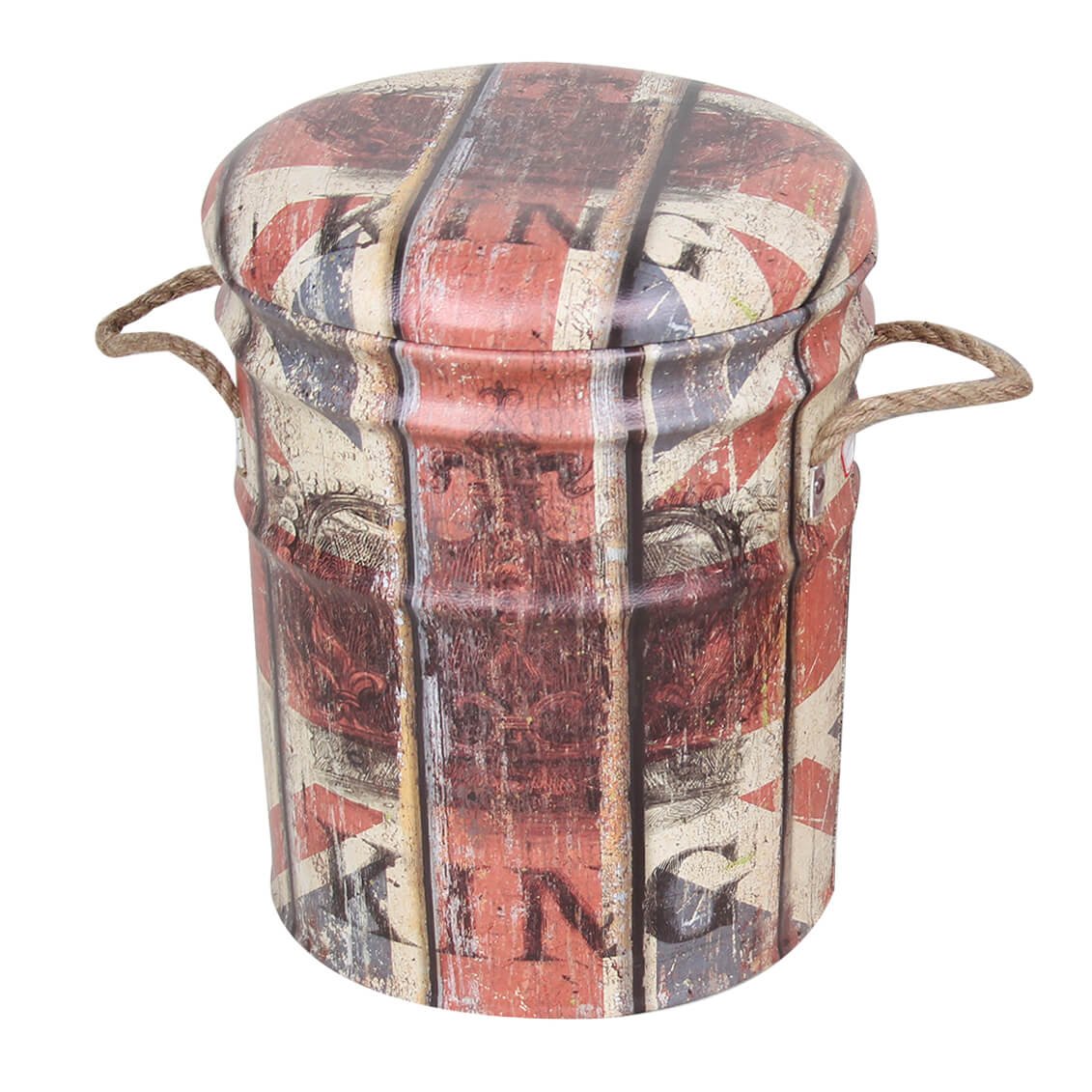 Set di 2 pouf contenitore Rotondo poggiapiedi in MDF PVC cm 30x30x38 - LENNY