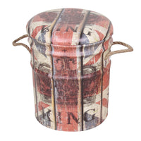 Set di 2 pouf contenitore Rotondo poggiapiedi in MDF PVC cm 30x30x38 - LENNY