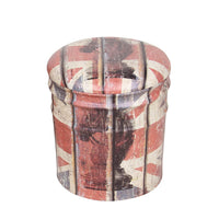 Set di 2 pouf contenitore Rotondo poggiapiedi in MDF PVC cm 30x30x38 - LENNY