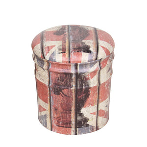 Set di 2 pouf contenitore Rotondo poggiapiedi in MDF PVC cm 30x30x38 - LENNY