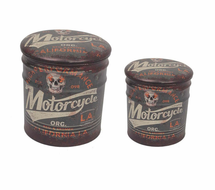 Set di 2 pouf contenitore Rotondo poggiapiedi in MDF PVC cm 30x30x37 - BUCH