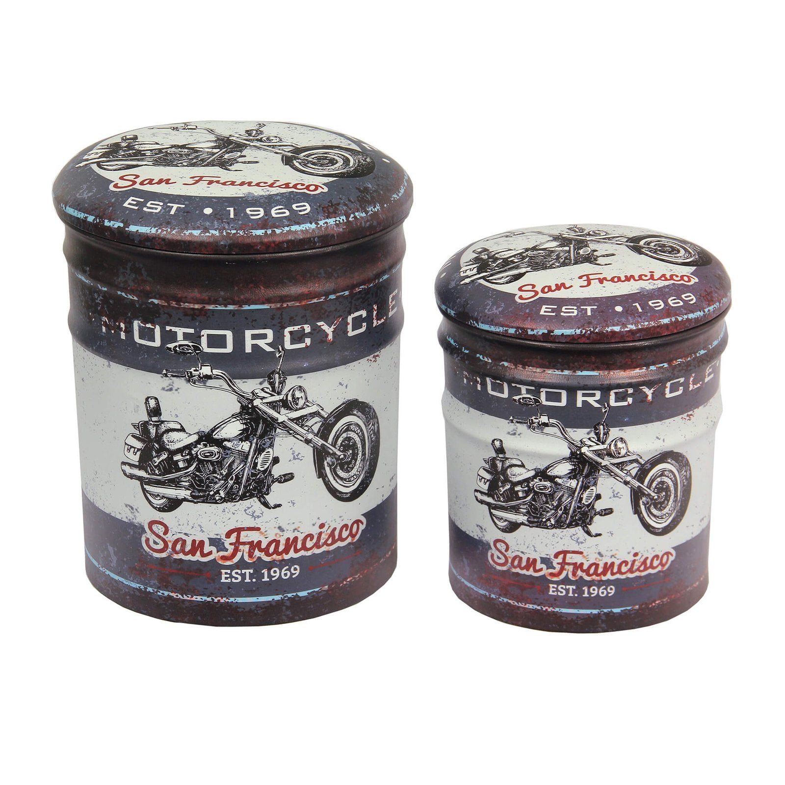 Set di 2 pouf contenitore Rotondo poggiapiedi in MDF PVC cm 30x30x37 - BUCH