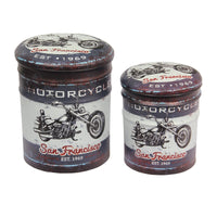 Set di 2 pouf contenitore Rotondo poggiapiedi in MDF PVC cm 30x30x37 - BUCH