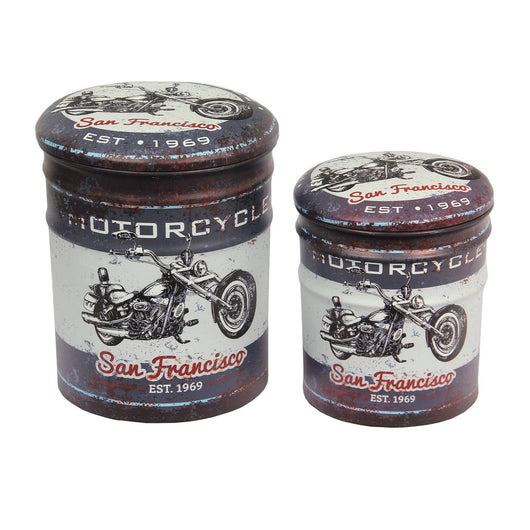 Set di 2 pouf contenitore Rotondo poggiapiedi in MDF PVC cm 30x30x37 - BUCH