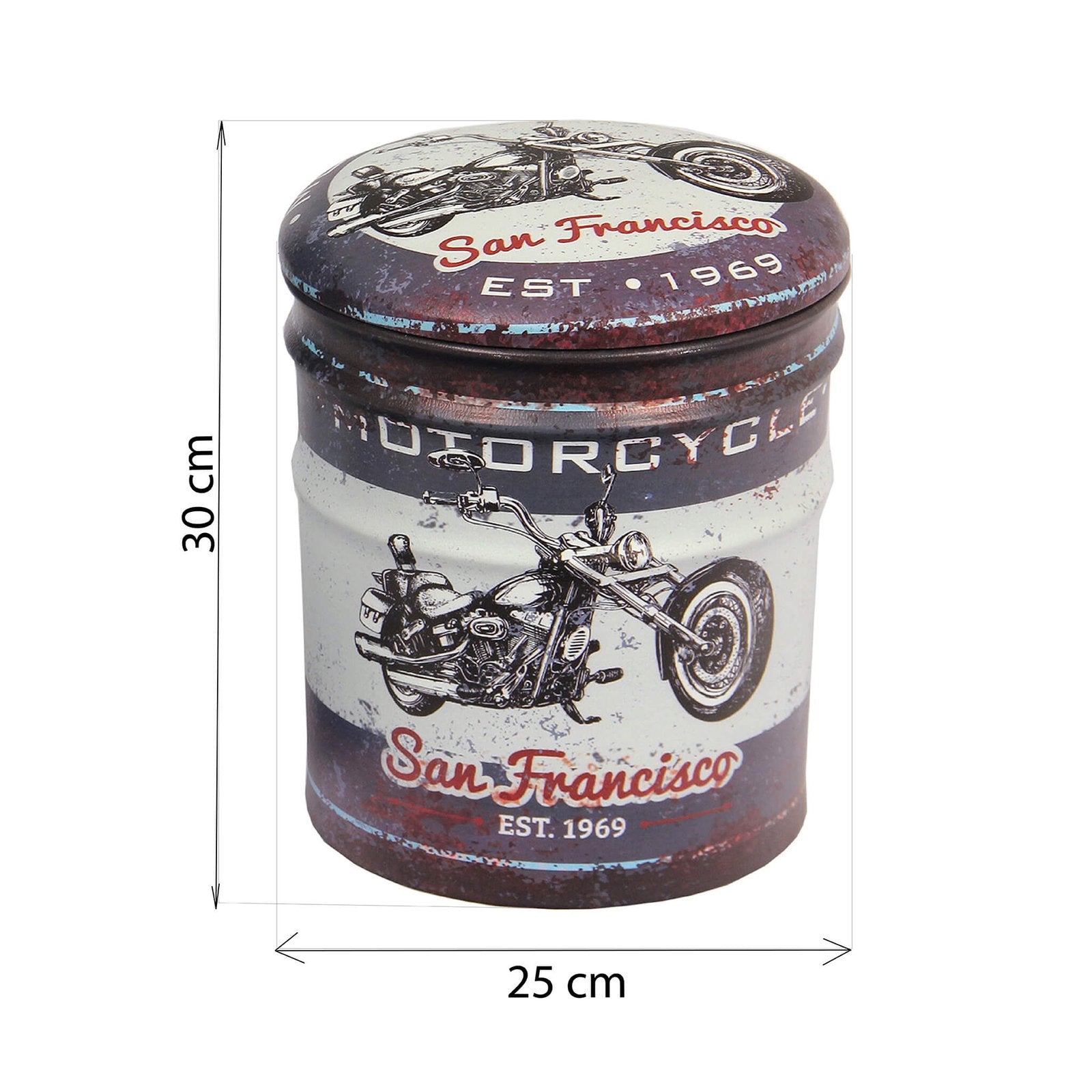 Set di 2 pouf contenitore Rotondo poggiapiedi in MDF PVC cm 30x30x37 - BUCH