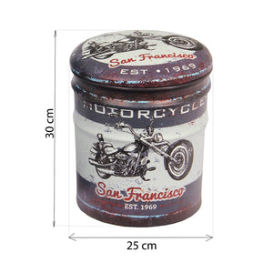 Set di 2 pouf contenitore Rotondo poggiapiedi in MDF PVC cm 30x30x37 - BUCH