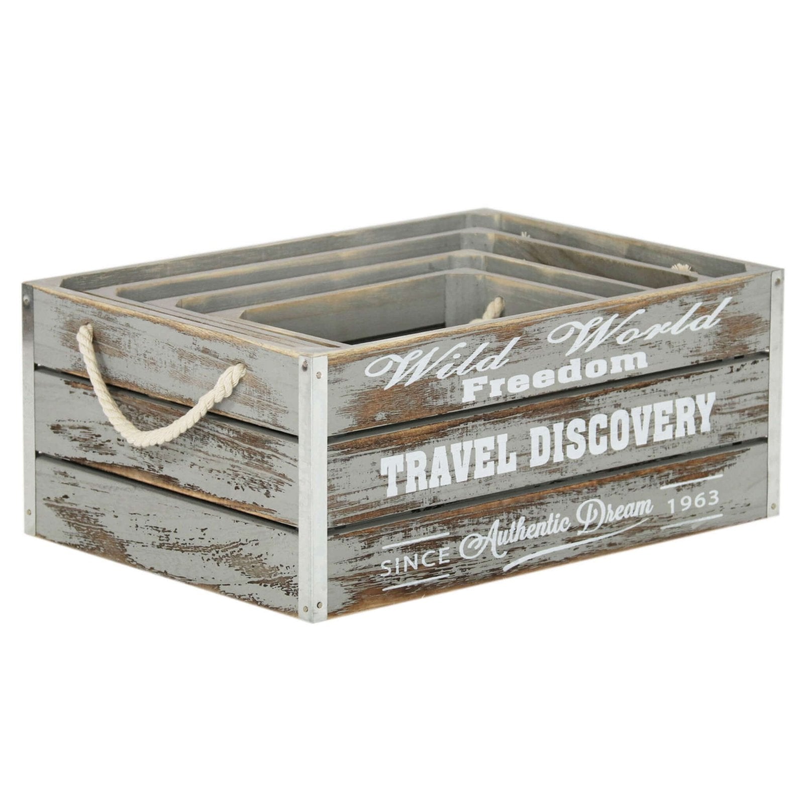 Set di 4 cassette in Legno cm 41x29x17 - GREY