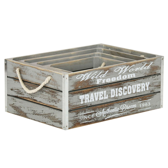 Set di 4 cassette in Legno cm 41x29x17 - GREY