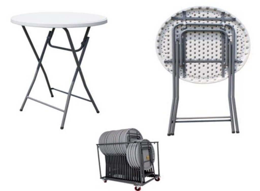 Tavolo catering alto Rotondo 60 in Acciaio Plastica cm 60x60x110 - RANDALL