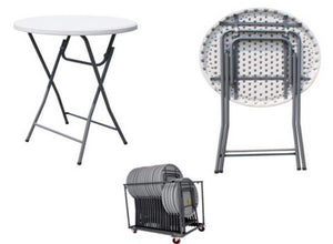 Tavolo catering alto Rotondo 60 in Acciaio Plastica cm 60x60x110 - RANDALL