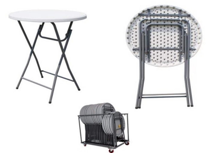 Tavolo catering alto Rotondo 60 in Acciaio Plastica cm 60x60x110 - RANDALL