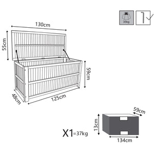 Baule porta cuscini da Giardino in Legno Acacia cm 130x55x59 - COOPER