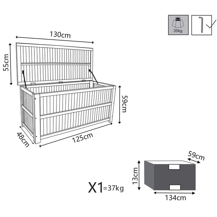 Baule porta cuscini da Giardino in Legno Acacia cm 130x55x59 - COOPER