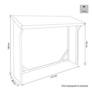 Legnaia da Giardino impregnata in Legno cm 217x80x180 - SACHEVERELL