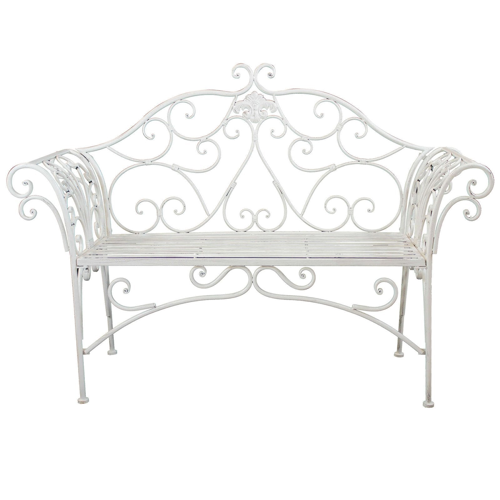 Panca 2 posti stile provenzale in Acciaio cm 136x46x96 - SHEARD