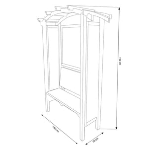 Pergola con panca da Giardino in Legno cm 160x190x70 - TRENTON