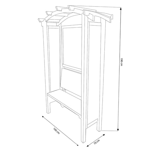 Pergola con panca da Giardino in Legno cm 160x190x70 - TRENTON