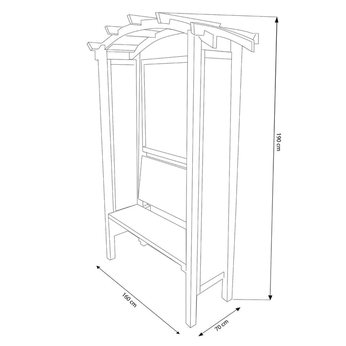 Pergola con panca da Giardino in Legno cm 160x190x70 - TRENTON