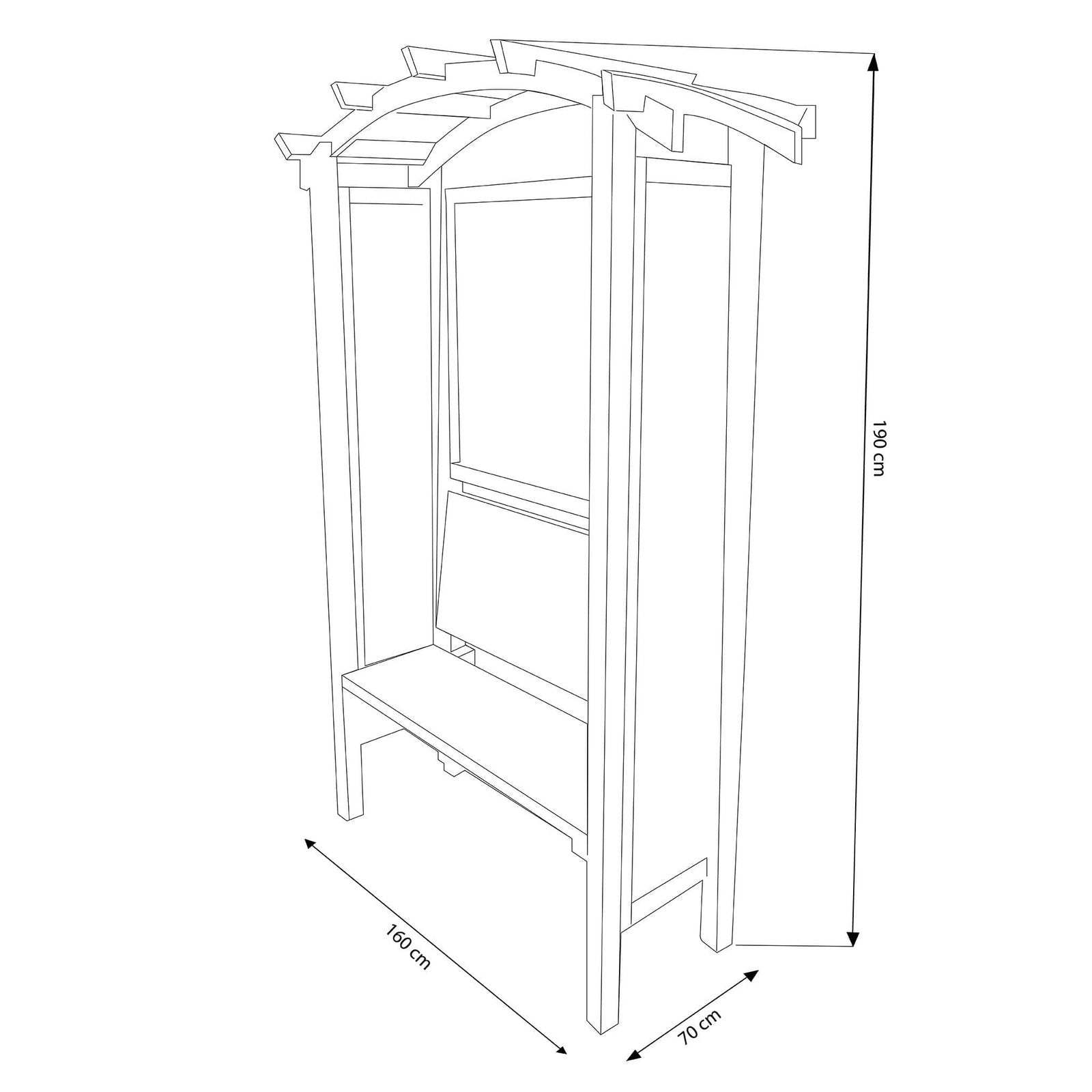 Pergola con panca da Giardino in Legno cm 160x190x70 - TRENTON