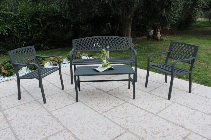 Panchina da Giardino 2 posti in Acciaio Acciaio cm 128x85x56 - SHELDON