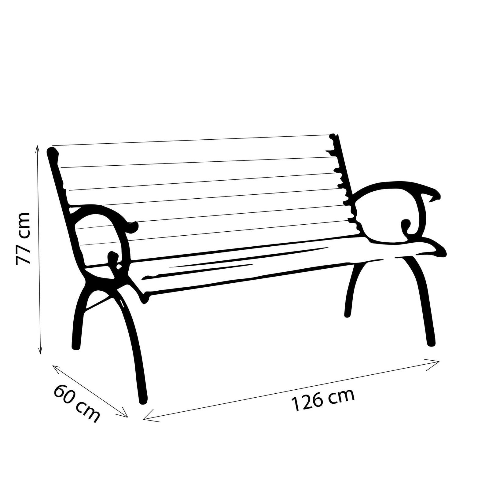 Panca da giardino in ghisa e in Legno Ghisa cm 126x77x60 - GOSSE