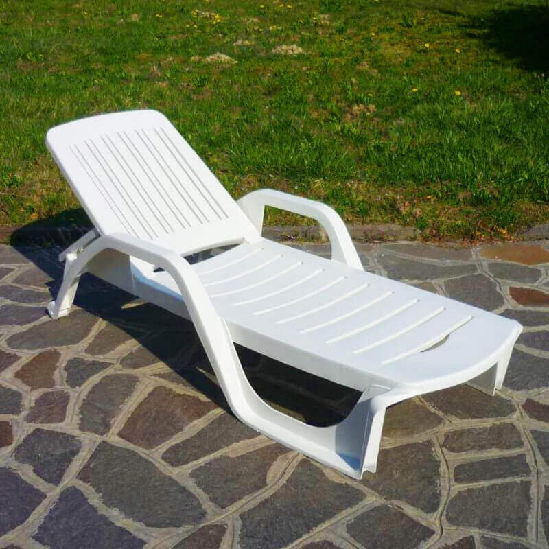 Lettino da Giardino con ruote in Policarbonato cm 190x71x46 - MAX