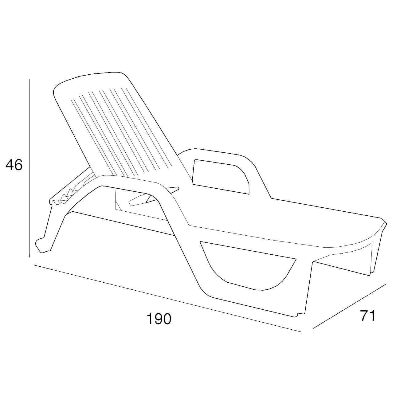 Lettino da Giardino con ruote in Policarbonato cm 190x71x46 - MAX