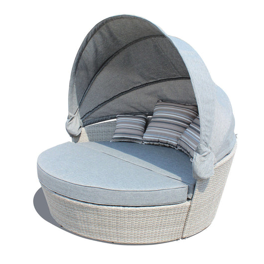 Divano Rotondo da esterno con cuscini in Wicker Alluminio cm 180x180x80 - LYNTON