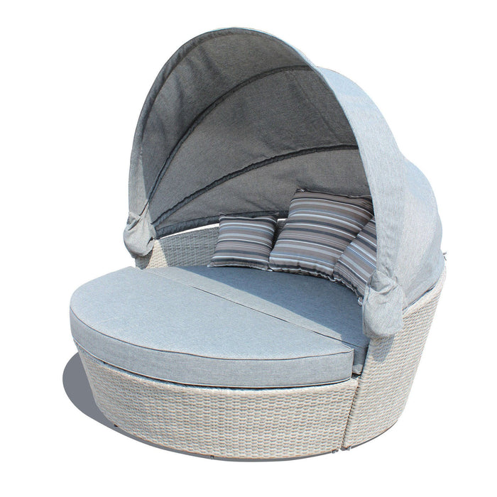 Divano Rotondo da esterno con cuscini in Wicker Alluminio cm 180x180x80 - LYNTON