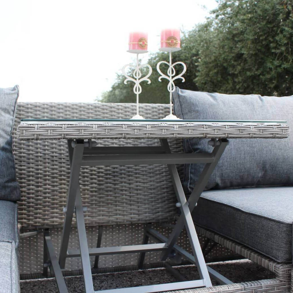 Divano da esterno con 2 pouf con cuscino in Wicker Alluminio cm 208x91x75 - DUPLE