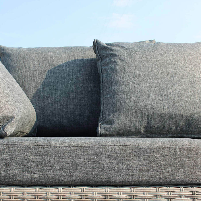 Divano da Giardino con pouf intreccio in Wicker Alluminio cm 210x80x66 - SEFTON