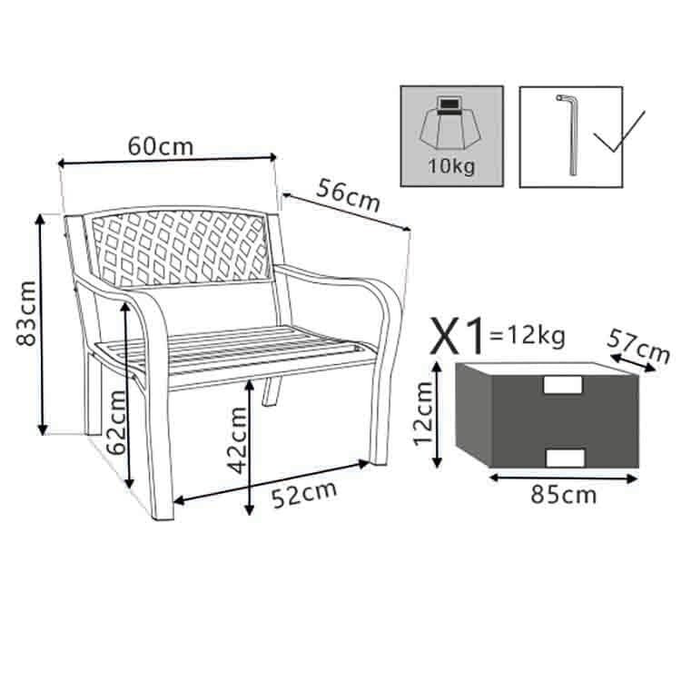 Poltrona da Giardino in Acciaio Acciaio cm 60x83x56 - SHELDON
